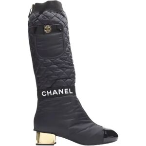 Chanel Vintage , Pre-owned Fabric boots ,Black female, Sizes: 5 1/2 UK