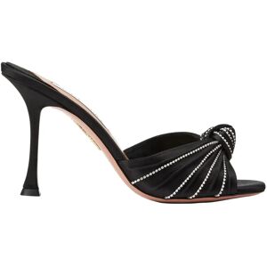 Aquazzura , Crystal Mule Sandals ,Black female, Sizes: 6 UK, 4 1/2 UK, 4 UK, 6 1/2 UK, 7 UK, 5 UK