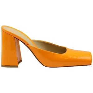 Bottega Veneta Vintage , Pre-owned Orange Leather Square Toe Block Heel Mules ,Orange female, Sizes: 5 UK