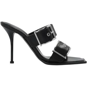 Alexander McQueen , Black Heeled Mules with Decorative Straps ,Black female, Sizes: 4 UK, 3 UK, 7 UK, 6 UK, 5 UK