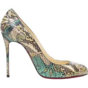 Christian Louboutin Pre-owned , Pre-owned Leather heels ,Green female, Sizes: 6 1/2 UK, 6 UK