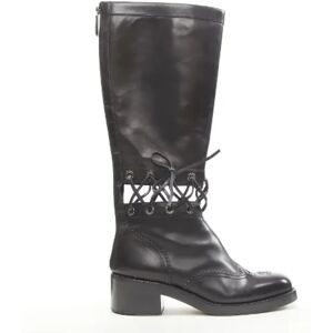 Chanel Vintage , Pre-owned Black Leather Chanel Boots ,Black female, Sizes: 5 1/2 UK