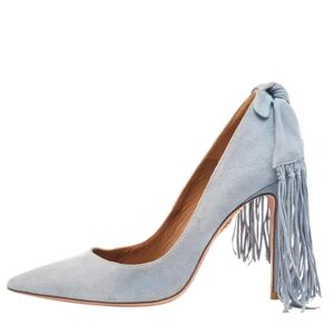 Aquazzura Pre-owned , Pre-owned Suede heels ,Gray female, Sizes: 2 UK