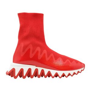 Christian Louboutin , White Sharkysock Sneakers ,Red female, Sizes: 3 1/2 UK, 4 1/2 UK, 5 1/2 UK, 5 UK