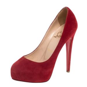 Christian Louboutin Pre-owned , Pre-owned Suede heels ,Red female, Sizes: 2 UK