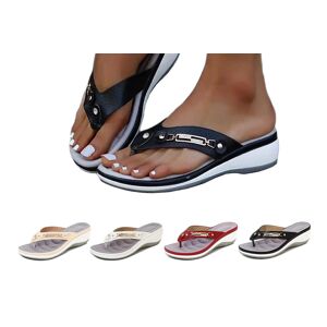 Magexic Women'S Wedge Soft Bottom Non-Slip Beach Flip Flop Sandals - 4 Colours - Black   Wowcher