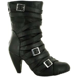 Beta Shoes T/A Shoe Fest Ladies Back Zip Tri Buckle Boot Black