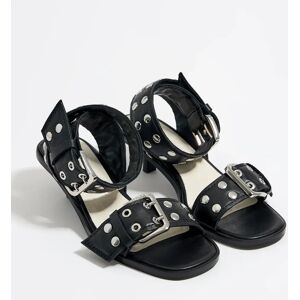 BIMBA Y LOLA Studded black leather heeled sandal BLACK 35 adult