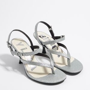 BIMBA Y LOLA Silver glitter straps heeled sandal SILVER 36 adult