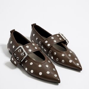 BIMBA Y LOLA Studded brown leather ballerina BROWN 36 adult