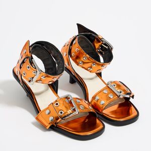 BIMBA Y LOLA Studded orange leather heeled sandal ORANGE 35 adult