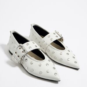 BIMBA Y LOLA Studded white leather ballerina WHITE 39 adult