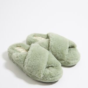 BIMBA Y LOLA Green fur flat sandal WATERGREEN 39 adult