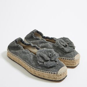 BIMBA Y LOLA Black denim jute platform ballerina DENIM BLACK 40 adult