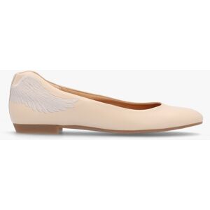 MARTE Angels Wings Beige Metallic Leather Ballet Pumps Colour: Beige L - female