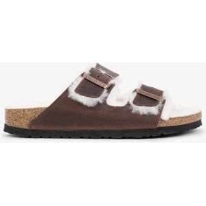 BIRKENSTOCK Arizona Shearling Habana Waxy Oiled Leather Two Bar Mules - female