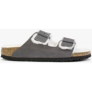 BIRKENSTOCK Arizona Shearling Iron Waxy Oiled Leather Two Bar Mules Co - female