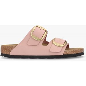 BIRKENSTOCK Arizona Big Buckle Soft Pink Nubuck Leather Two Bar Mules - female