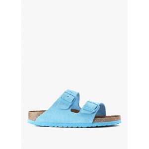 BIRKENSTOCK Arizona Soft Foot-Bed Sky Blue Suede Two Bar Mules Size: 3 - female