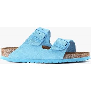 BIRKENSTOCK Arizona Soft Foot-Bed Sky Blue Suede Two Bar Mules Size: 3 - female