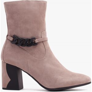 CAPRICE Taupe Suede Chain Detail Block Heel Ankle Boots Size: 41, Colo - female