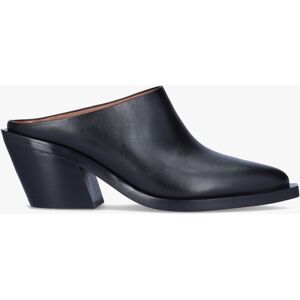 COACH Paloma Black Leather Western Block Heel Backless Mules Size: 4, - female