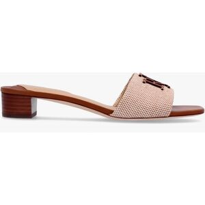 LAUREN RALPH LAUREN Fay Logo Resort Tan Low Heel Mules Size: 3, Colour - female