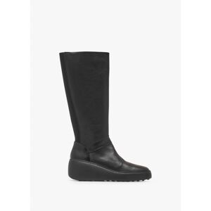 FLY LONDON Dova Black Leather Wedge Knee Boots Colour: Black Leather, - female