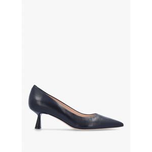 EVALUNA Navy Leather Low Heel Court Shoes Size: 38, Colour: Navy Leath - female