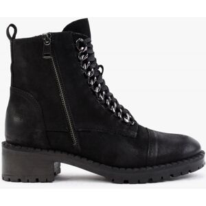 DANIEL Sarya Black Nubuck Leather Chain Detail Ankle Boots Colour: Bla - female