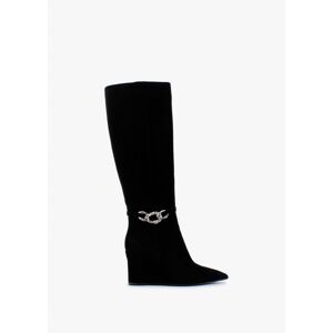 DANIEL Sedge Black Suede Embellished Wedge Knee Boot Size: 37, Colour: - female