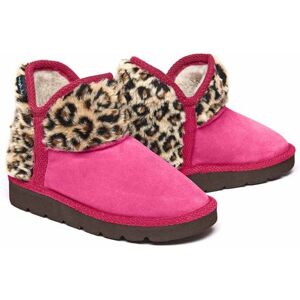 Pink Animal Print Fluffy Bootie Slippers Women's   Size 6.5   Snowman 3 Moshulu - 6.5