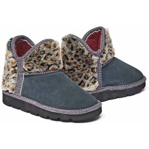 Grey Animal Print Fluffy Bootie Slippers Women's   Size 4   Snowman 3 Moshulu - 4