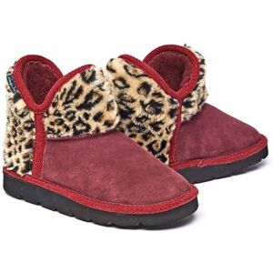 Red Animal Print Fluffy Bootie Slippers Women's   Size 3   Snowman 3 Moshulu - 3