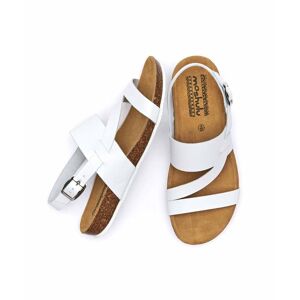 White Asymmetric Strap Contoured Cork Sandals   Size 3   Ivey Moshulu - 3