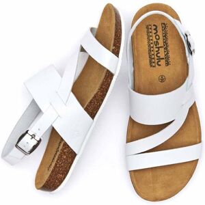 White Asymmetric Strap Contoured Cork Sandals   Size 4   Ivey Moshulu - 4