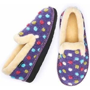 Purple Classic Colourful Spotty Slippers   Size 3   Peanut Brittle Moshulu - 3