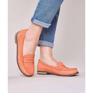 Orange Classic Suede Penny Loafers   Size 5   Petrel Suede Moshulu - 5