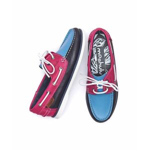 Indigo/Turquoise/Fuchsia Colourful Leather Deck Shoes   Size 3   Salcombe Leather Moshulu - 3