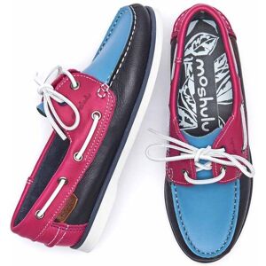 Indigo/Turquoise/Fuchsia Colourful Leather Deck Shoes   Size 4   Salcombe Leather Moshulu - 4