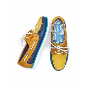 Twilight Blue/Lemon/Yellow Colourful Leather Deck Shoes   Size 6.5   Salcombe Leather Moshulu - 6.5