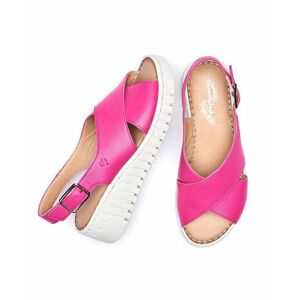 Pink Crossover Platform Sandals   Size 5   Sharrow Moshulu - 5