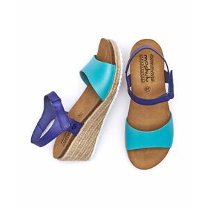 Aqua/Royal Blue Espadrille Wedge Sandals Women's   Size 3   Menabilly Moshulu - 3