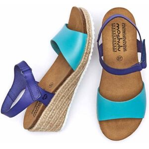 Aqua/Royal Blue Espadrille Wedge Sandals Women's   Size 6   Menabilly Moshulu - 6