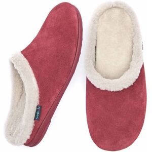 Cranberry Fluffy Suede Mule Slippers   Size 5   Blitzen Moshulu - 5