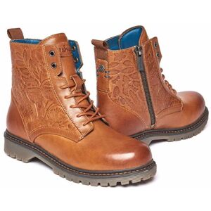 Brown Ladies' Embossed Lace-Up Worker Boots   Size 3   Fiord 3 Moshulu - 3