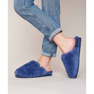 Blue Ladies' Fluffy Sheepskin Mule Slipper   Size 4   Maberley Moshulu - 4