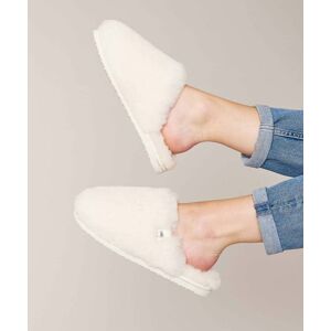 White Ladies' Fluffy Sheepskin Mule Slipper   Size 6   Maberley Moshulu - 6