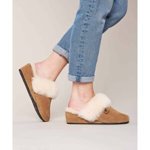 Brown Ladies' Sheepskin Wedge Slippers   Size 4   Charella Moshulu - 4