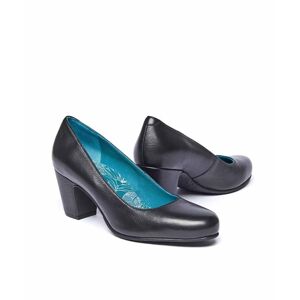 Black Leather Block Heel Court Shoes   Size 5.5   Asante Leather Moshulu - 5.5